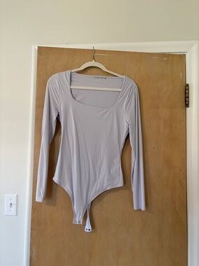 Abercrombie & Fitch Long-Sleeve Scoop Neck Bodysuit in Lavender